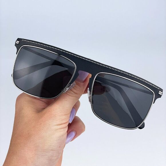 Loewe LW40006U 20A Sunglasses Metal Black Leather Grey Aviator Unisex - Picture 6 of 13